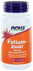 250 Tabletten NOW Foliumzuur 800 mcg