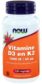 120 Kapseln NOW Vitamine D3 en K2 1000 IE - 45 mcg