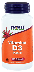 180 Softgels NOW Vitamine D3 1000 IE