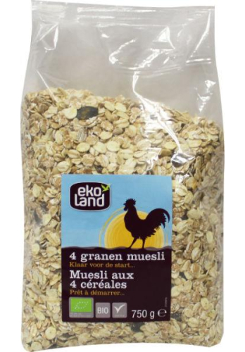 Muesli 4 Granen Biologisch Ekoland 750 gram kopen Gezondheid aan huis