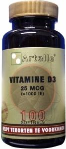 100 softgels Artelle Vitamine D3 25 mcg