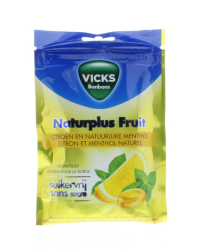 Vicks Keelpastilles Naturplus Fruit Citroen en natuurlijke Menthol 72 Gramm