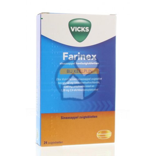 24 zuigtabletten Vicks Farinex bij Keelpijn Sinaasappel