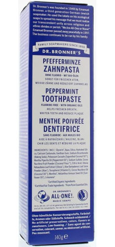 Dr. Bronner's Tandpasta Pepermunt Zonder Fluoride 105 Ml