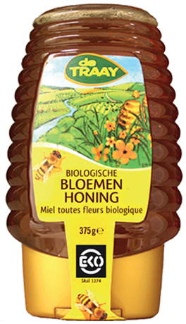 De Traay Bloemenhoning Knijpfles Biologisch 375 Gramm