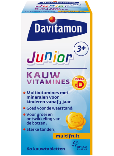 Davitamon Junior 3+ Kauwvitamines Multifruit 60 chewable tablets