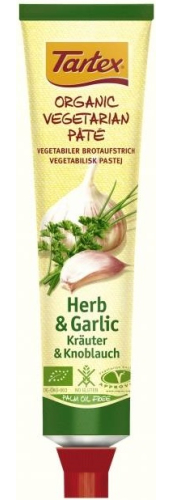 Tartex Vegetarian Pate Kruiden & Knoflook Tube Biologisch 200 Gramm
