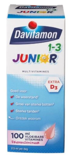 Davitamon Junior 1-3 Vloeibare Vitamines Framboos