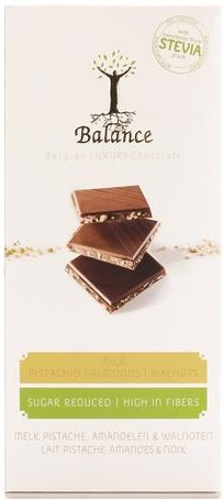 Balance Chocolade Stevia Tablet Melk Pistache Amandelen Walnoten