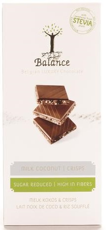 Balance Chocolade Stevia Tablet Melk Kokos & Crisps