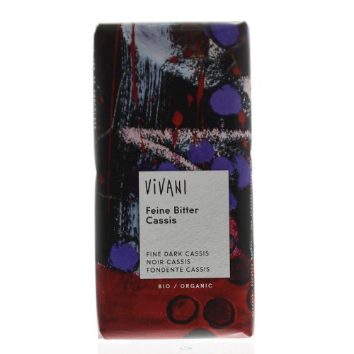 100 gram Vivani Chocoladereep Puur met Cassis Biologisch
