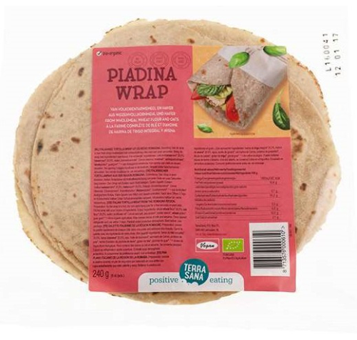 Terrasana Piadina Wrap Volkorentarwemeel en Haver Biologisch 6 Stücke