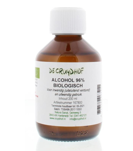 De Cruydhof Alcohol 96% Biologisch 200 Ml