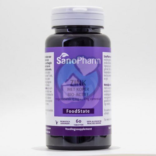 60 tabletten SanoPharm Zink met Koper