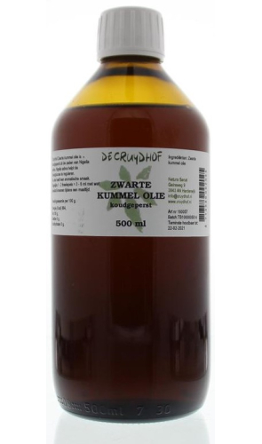 500 Ml De Cruydhof  Natura Sanat Zwarte Kummel Olie Koudgeperst