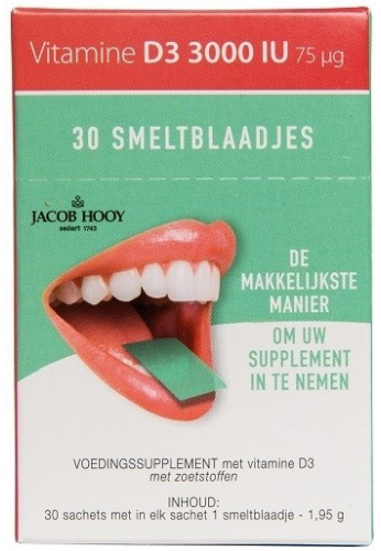 Jacob Hooy Vitamine D3 3000 IU Smeltblaadjes