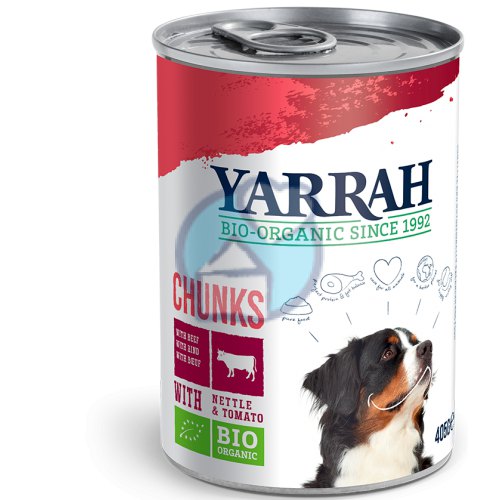 hondenvoer-chunks-met-kip-rund-biologisch-yarrah-405-gram