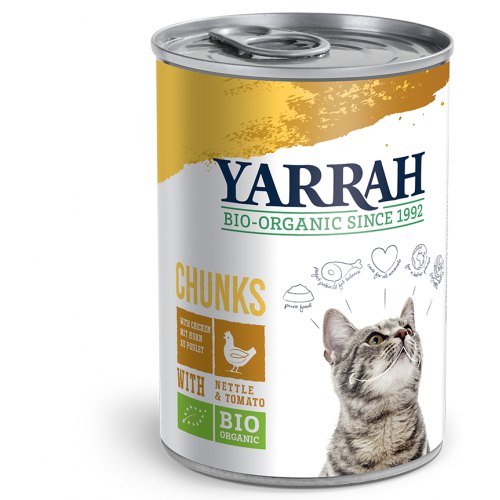 405 gram Yarrah Kattenvoer Chunks met Kip Biologisch