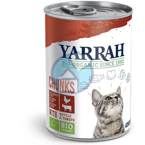 kattenvoer-chunks-met-kip-rund-biologisch-yarrah-405-gram