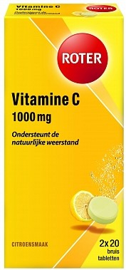 2 x 20 bruistabletten Roter Vitamine C 1000 mg Citroensmaak