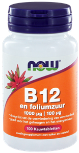 100 Kautabletten NOW B12 en Foliumzuur 1000 mcg - 100 mcg