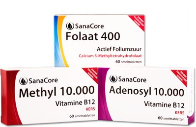 SanaCore Vitamine B12 10.000 & Folaat Calcium 2-Maanden Pakket 60+60+60 smelttabletjes