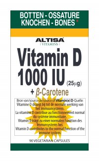 90 capsules Altisa Vitamin D3 1000 IU + Beta-carotene
