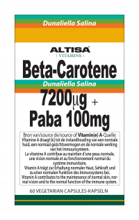 60 capsules Altisa Beta-Carotene 7200 mcg + PABA 100 mg