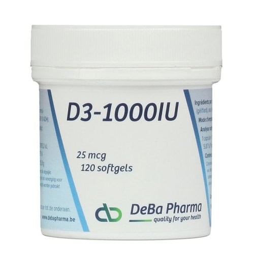 120 Softgels DeBa Pharma D3-1000 IU 25 mcg