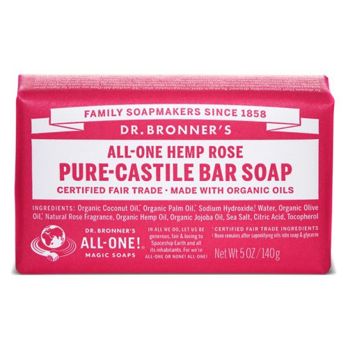 140 gram Dr. Bronner's Pure-Castile Bar Soap Rose