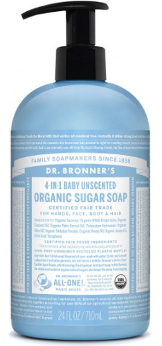 Dr. Bronner's Organic Sugar Soap 4-in-1 Baby Unscented 710 ml