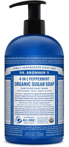 Dr. Bronner's Organic Sugar Soap 4-in-1 Peppermint 710 Ml