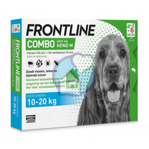 Frontline Combo Spot-On Hond M 10-20 kg (vlooien, teken & luizen) 3 Stücke