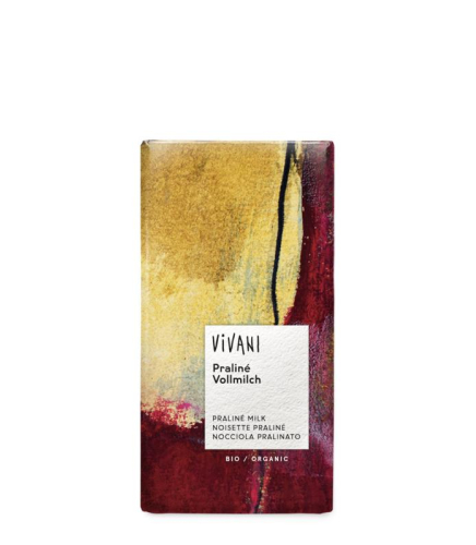 Vivani Chocoladereep Melkchocolade met Hazelnoten Praline Biologisch