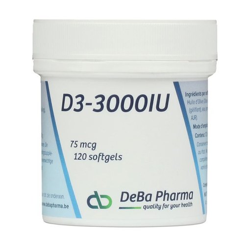 120 Softgels DeBa Pharma D3-3000 IU 75 mcg