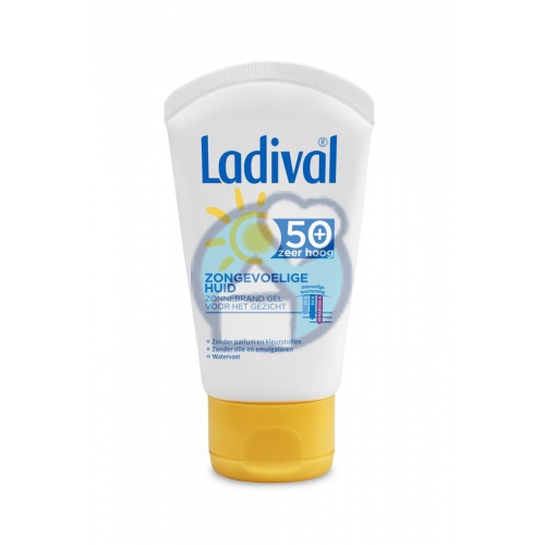 Zongevoelige Huid Zonnebrand Gel voor het Gezicht SPF 50+ Ladival 50 ml