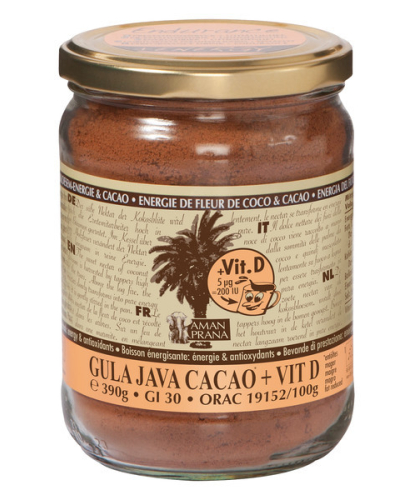 Aman Prana Gula Java Cacao + Vitamine D Kokosbloesemsuiker Biologisch 390 Gramm
