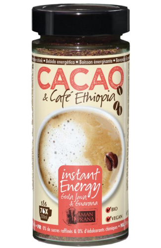 230 gram Aman Prana Instant Energy Gula Java & Guarana Cacao & Café Ethiopia Biologisch