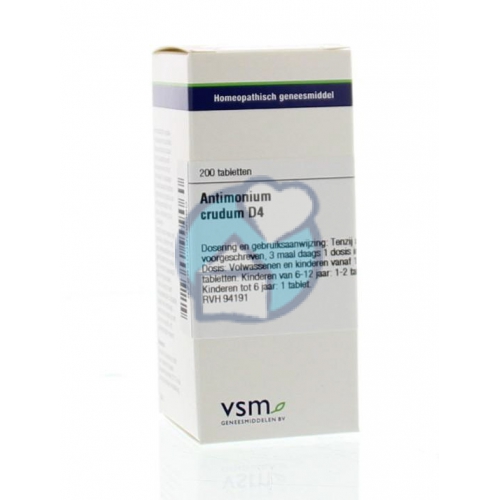 VSM Enkelvoudige Homeopathie Antimonium Crudum D4 200 tabletten