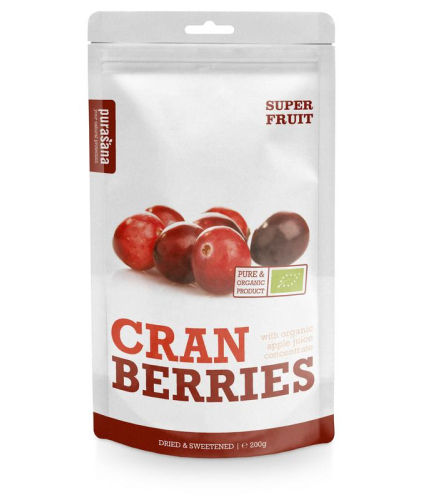 200 Gramm Purasana Cranberries Dried & Sweetened Biologisch