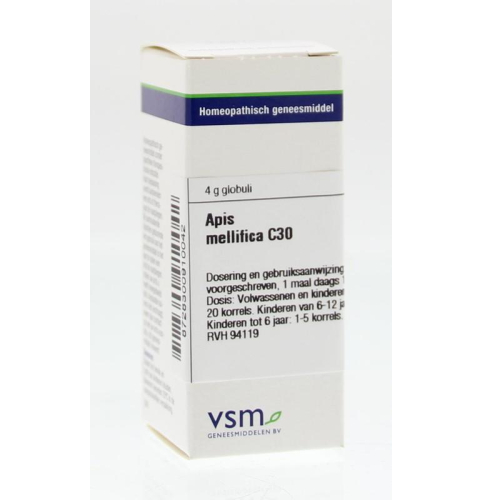 4 gram globuli VSM Enkelvoudige Homeopathie Apis Mellifica C30