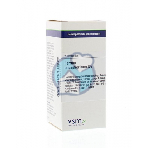 VSM Enkelvoudige Homeopathie Ferrum Phosphoricum D6 200 Tabletten