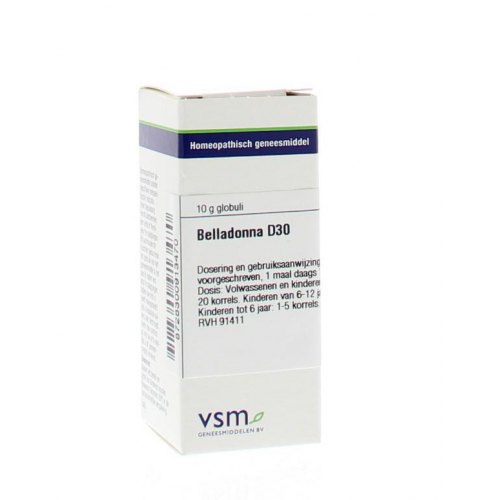 VSM Enkelvoudige Homeopathie Belladonna D30 10 Gramm Globuli