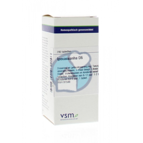 VSM Enkelvoudige Homeopathie Ipecacuanha D6 200 Tabletten