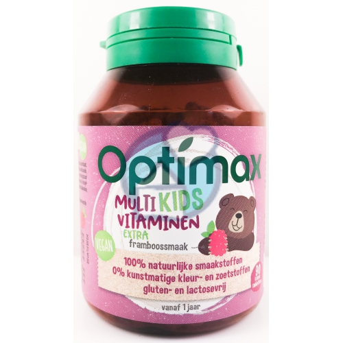 Optimax Multi Kids Vitaminen Extra Framboossmaak 90 chewable tablets
