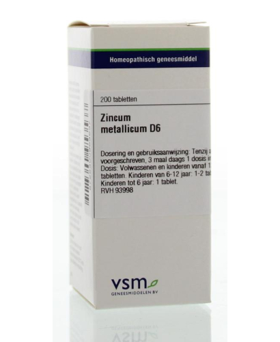 VSM Enkelvoudige Homeopathie Zincum Metallicum D6
