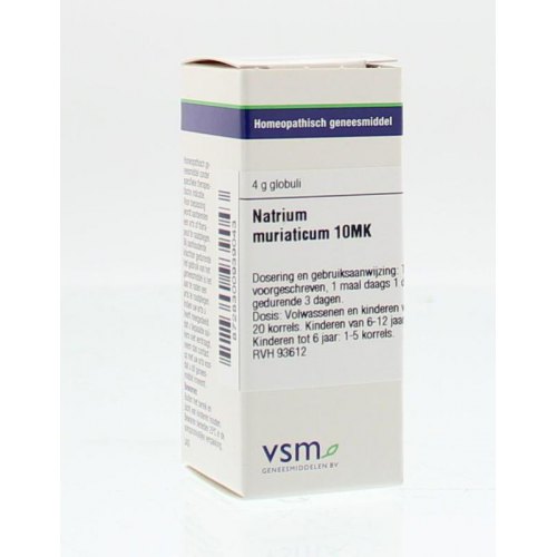 VSM Enkelvoudige Homeopathie Natrium Muriaticum 10MK 4 Gramm Globuli