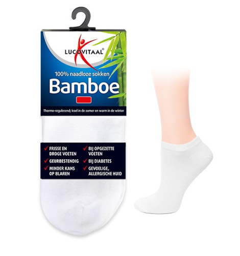 1 Paar Lucovitaal Bamboe Enkelsokken Wit 43-46