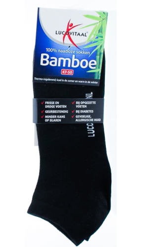 1 Paar Lucovitaal Bamboe Enkelsokken Zwart 47-50