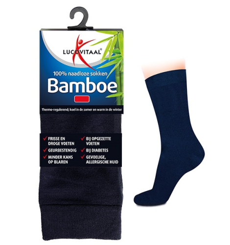 1 Paar Lucovitaal Bamboe Lange Sokken Blauw 35-38